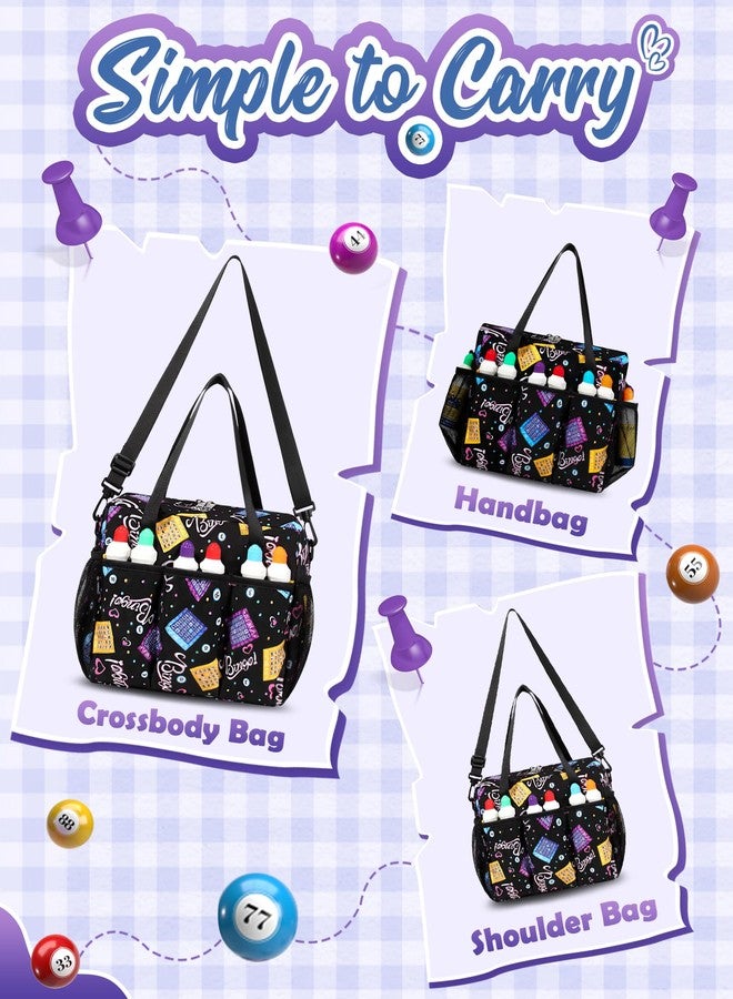FOKDUVB Bingo Bag with Pockets for Daubers Dabbers Dobbers Dotters Casino Bingo Game Accessories for Adults Seniors Black - Image 3